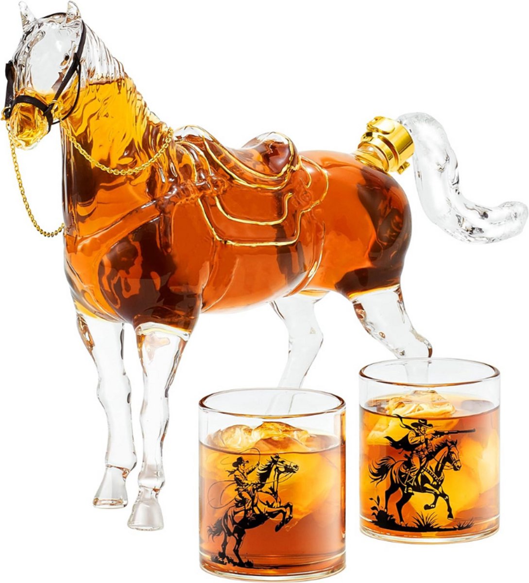 Verjaardagscadeaus Voor Mannen - Whiskey Vulset Met Cowboyglazen - Alcohol Dispenser Voor