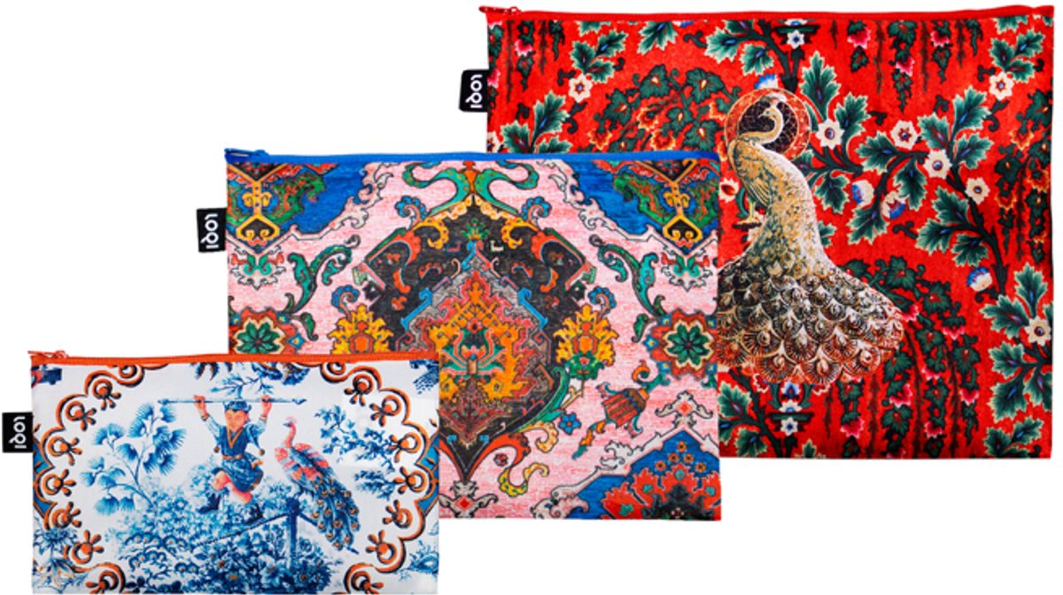 LOQI Zip Pockets - Tapestry, Toile de Jouy, Peacock gerecycled