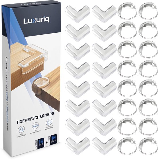 Luxuriq Hoekbeschermers Baby - 32 stuks - Ronde Vorm + L-Vormig - Transparant - Tafelhoek Beschermers Kind - BPA-vrij & Veilig