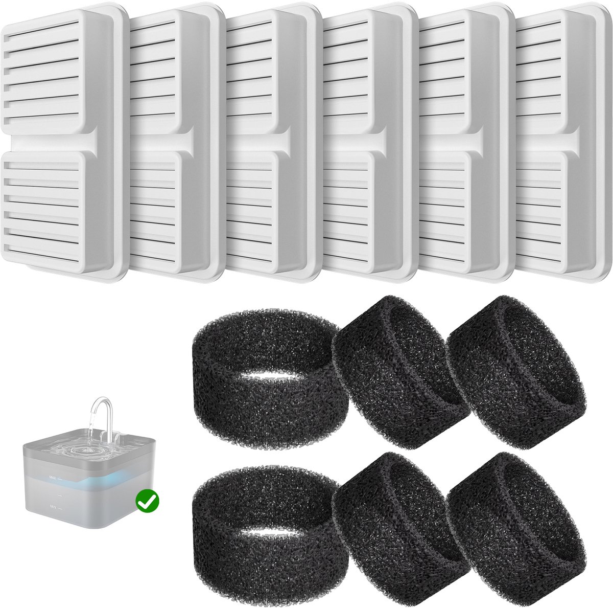 Drinkfontein Filters – Navulling – Filters – 6+6 Stuks – Voor Hond&Kat – Dier – Incl. 6 Filters en 6 Sponzen Drinkfontein Filters – Navulling – Filters – 6+6 Stuks – Voor Hond&Kat – Dier – Incl. 6 Filters en 6 Sponzen