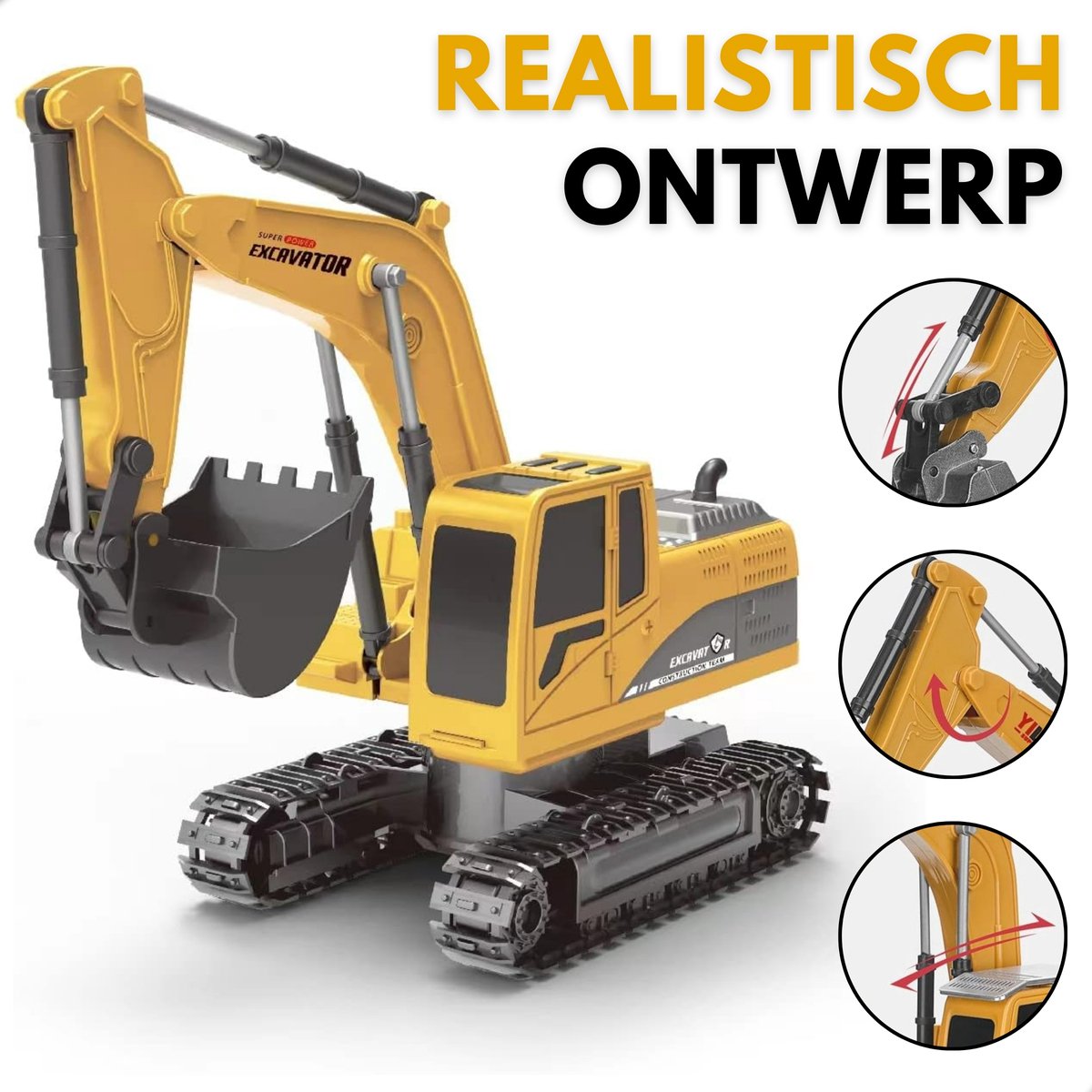 Boncy® RC Graafmachine Speelgoed - Bestuurbare Graafmachine voor Kinderen & Zandbak - Vrachtwagen Voertuigen Afstandbestuurbaar - Tractor Buitenspeelgoed - Bestuurbaar Kraan Jongens Meisje - Afstandsbestuurbaar Elektrisch Robot Auto Afstandsbediening — afbeelding 4