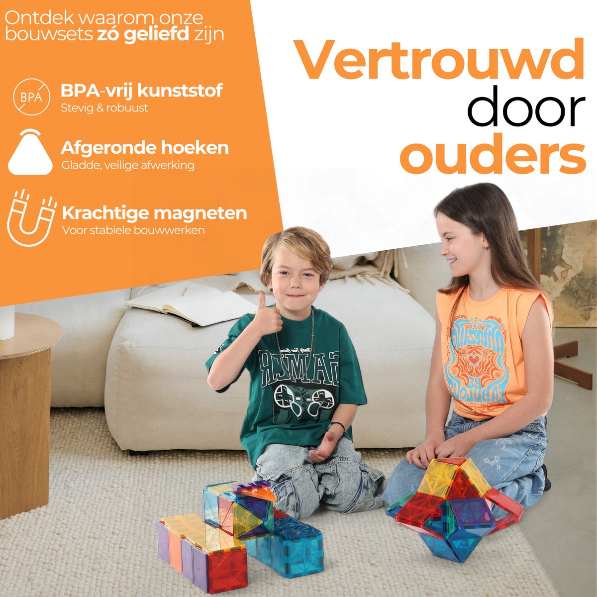 Magna Minds - Magnetic Tiles- Magnetisch Speelgoed – 120 stuks - Constructie speelgoed - Magnetische tegels - Montessori speelgoed - Magnetic toys - Magnetische bouwstenen - Speelgoed Kinderen — afbeelding 12