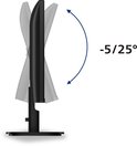 Zijaanzicht van een zwarte Philips monitor die kantelt met een boog van -5/25 graden.