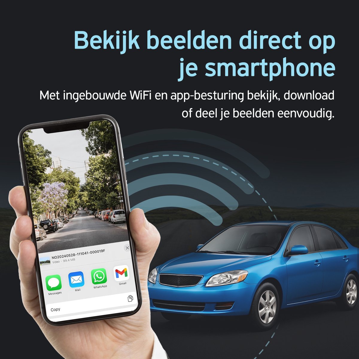 Norrmalm® Dashcam voor auto - 4K - WIFI - App (iOS & Android) - 64GB SD-Kart - Voor & achter camera - G-sensor - Loop opname - Zwart – foto 7