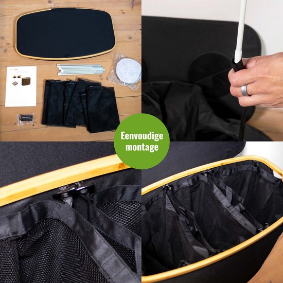 Panier à linge SolVva 3 compartiments – Panier à linge 205 L avec 3 compartiments et Sacs à linge en filet – Paniers à linge – Trieur de linge – Extra grande capacité