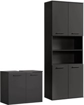 mokebo Bathroom Furniture Set 5 Parts made of Wood 'The Helmsman', Bathroom furniture set in anthracite or Complete Set with Basin unit and Mirror cabinet, Bathroom furniture set