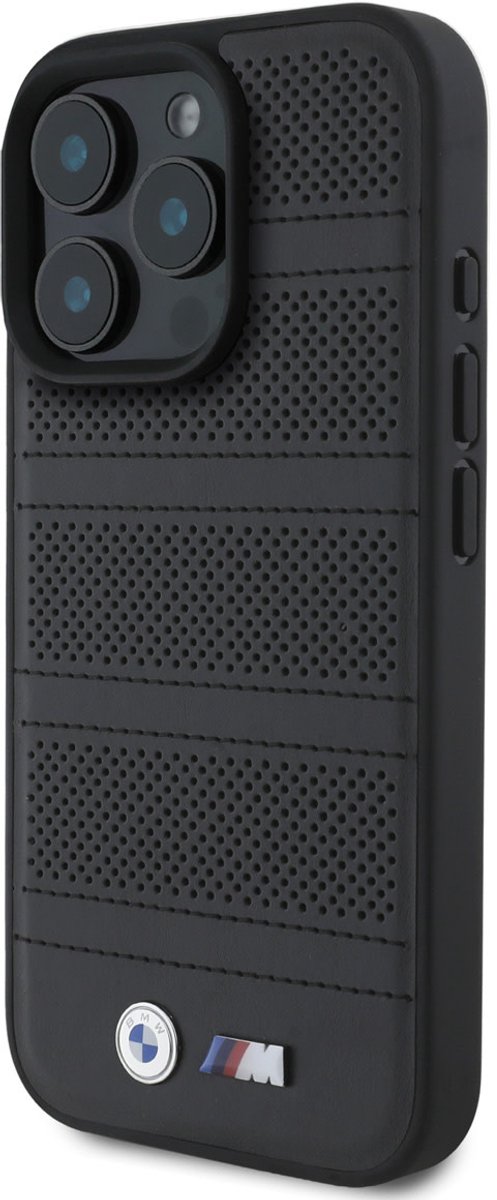 BMW iPhone 16 Pro Max Back cover case - Magsafe - Perforated - Stitched lines - Black