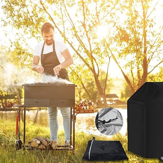 BBQ - hoes - BBQ - hoes - Gasgrill Beschermingskap - 210D Oxford Weerbestendig BBQ - doek - Dustbestendig - Verstelbaar touwwind en stofdroog rek (145 x 61 x 117 cm) van Dokon — afbeelding 3