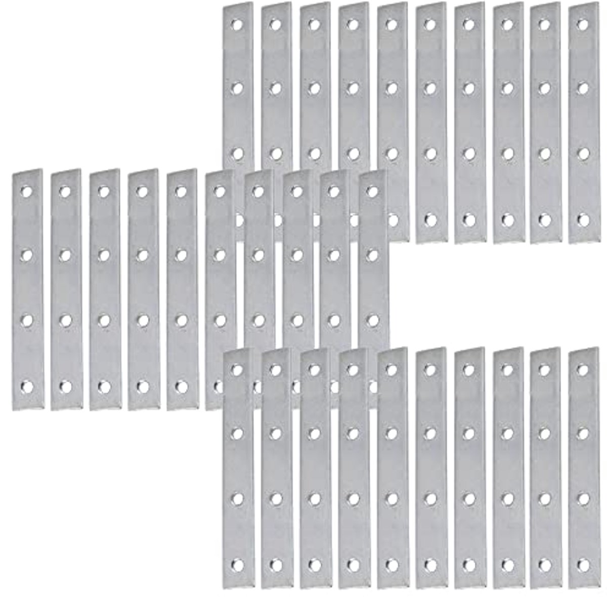 C65807 - Set van 30 vlakke verbindingslussen 110 x 15 x 2 mm - Galvaniseerd staal - Met 4 bevestigingsgaten