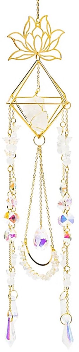 Phoenix Import Mani Bhadra Suncatcher lotus en vlinders met bergkristal- 9 cm x 51 cm Multicolor
