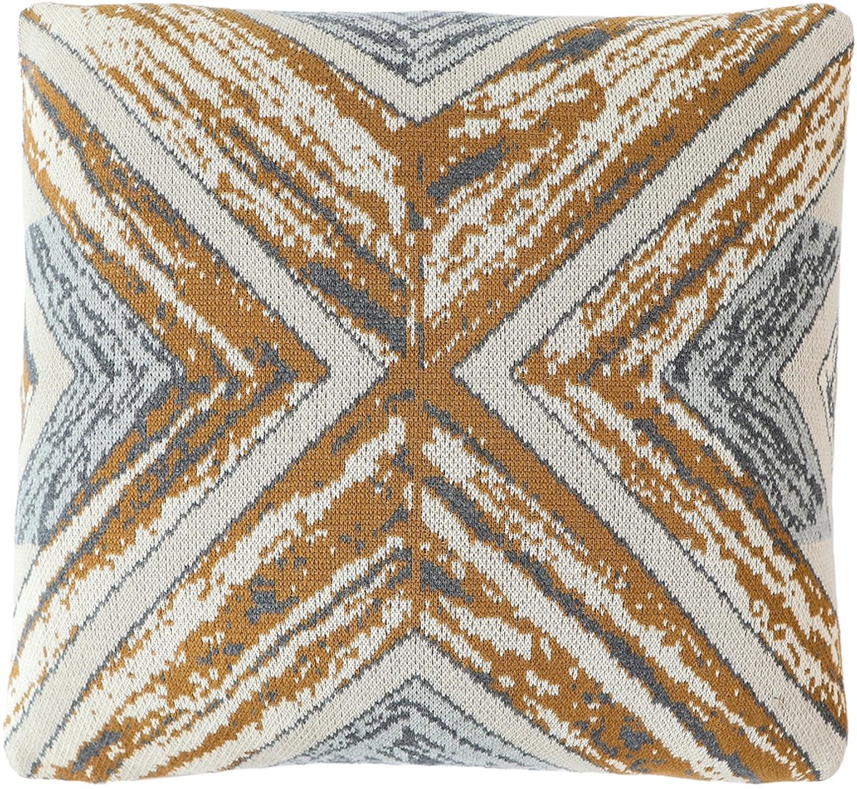 Urbane Hide Gemêleerd Gebreide Kussenhoes - 45x45 cm - 100% Katoen - Sierkussenhoes Olijfgroen-Grijs - Modern Woonaccessoire (Zonder Binnenkussen) Olijfgroen, Grijs