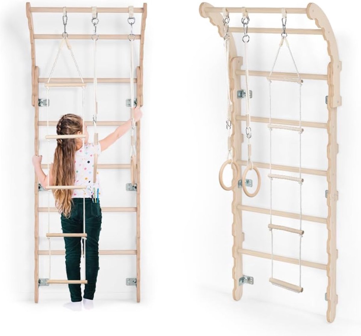 Thuys – Klimrek Binnen – Pikler – Wandklimrek – Turnrek – 7 x 66 x 175cm – Bruin