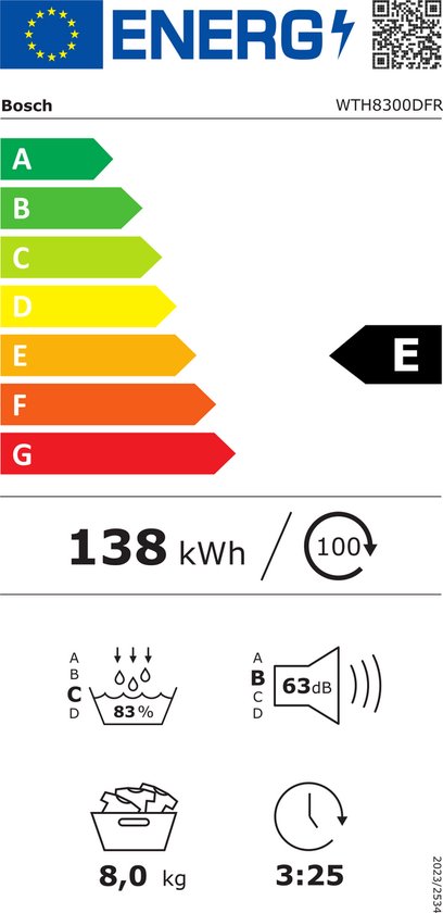 Bosch Series 4 WTH8300DFR Sèche-linge Autonome Chargement frontal 8 kg A++ Wit