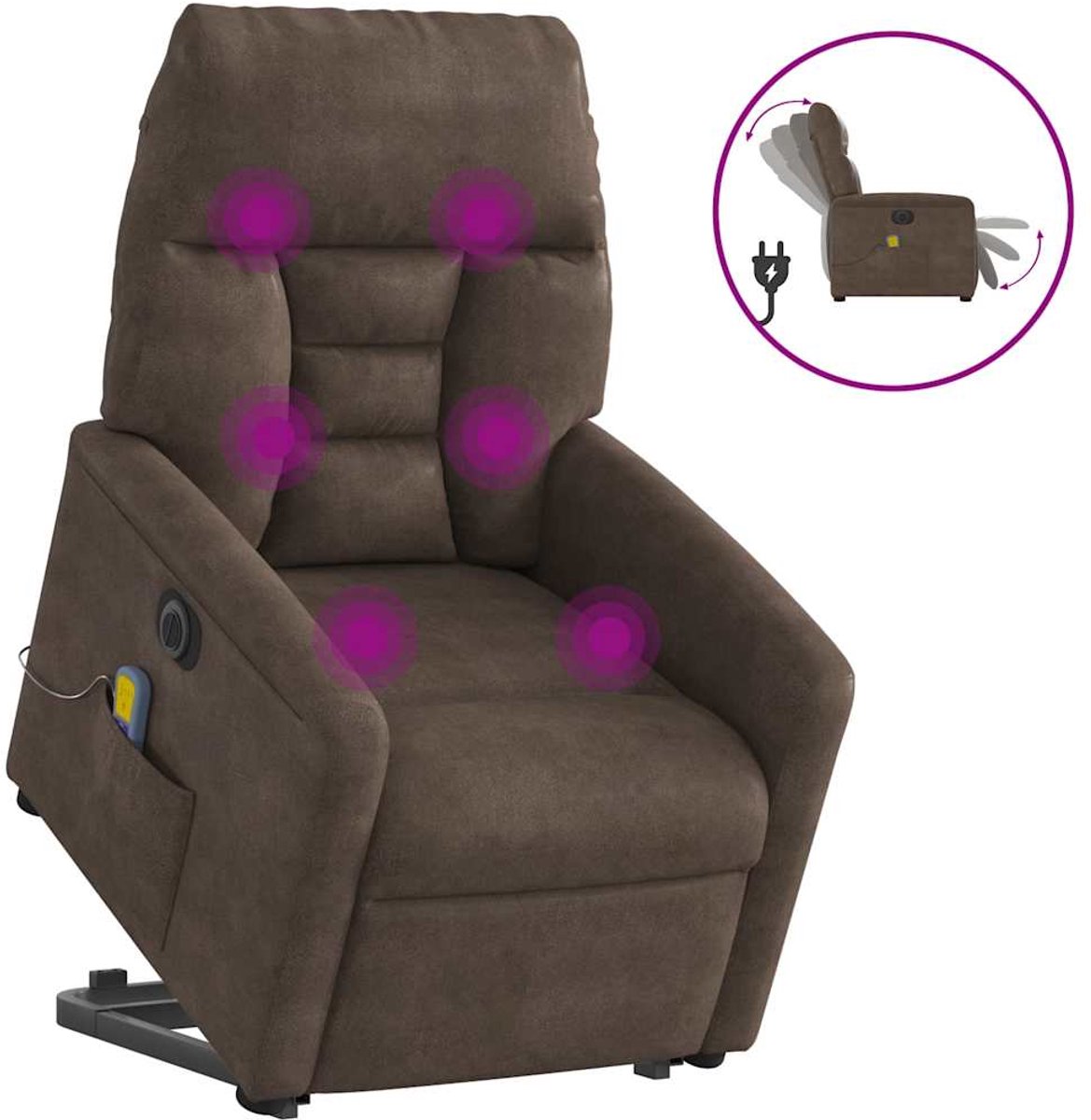 vidaXL Sta-op-massagestoel - elektrisch - verstelbaar - microvezelstof - bruin