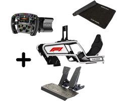 F1 2025 Racing Simulator Bundel - Moza Racing R12 V2 DD + FSR2 Wheel + SR-P Pedals + Playseat Formula Intelligence - F1 Edition + XL Floor Mat - PC