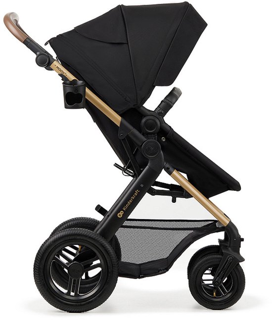 Kinderkraft MOOV 2 AIR 4-in-1 Kinderwagen - Gondel, Wandelzit & MINK PRO i-Size Autostoel - Grote Pompbare Wielen - Zwart van Merkloos — afbeelding 5
