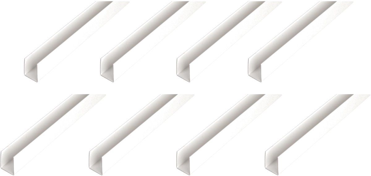 Alberts 8 x U-Profil, Aluminium, wit, 10 x 21 x 10 x 1 mm, lengte 1 m