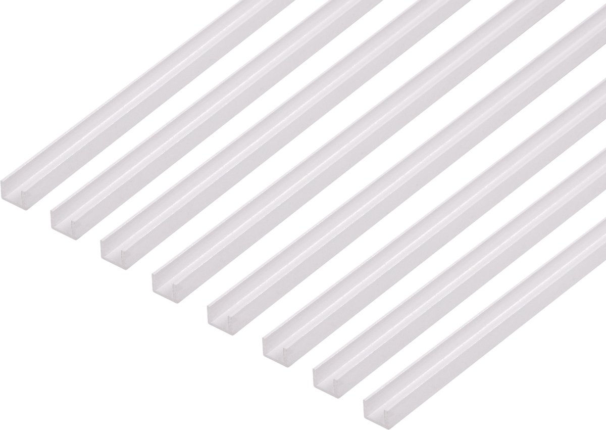 Alberts 8 x U-Profil, Aluminium, wit, 6,2 x 8,7 x 6,2 x 1,2 mm, lengte 1 m