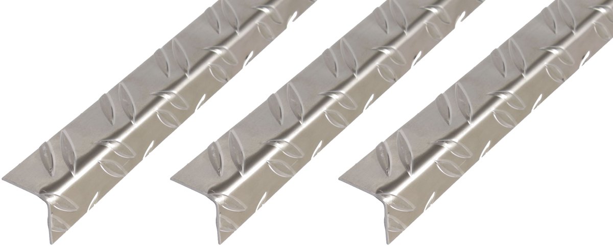 Alberts 3 x hoekprofiel, geriffelt, Aluminium, blank, 41,2 x 41,2 x 1,5 mm, lengte 1 m