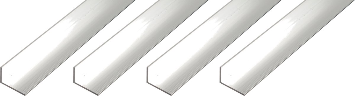 Alberts 4 x BA-Profil, hoekprofiel, aluminium, naturel, 15 x 25 x 1,5 mm, lengte 1 m