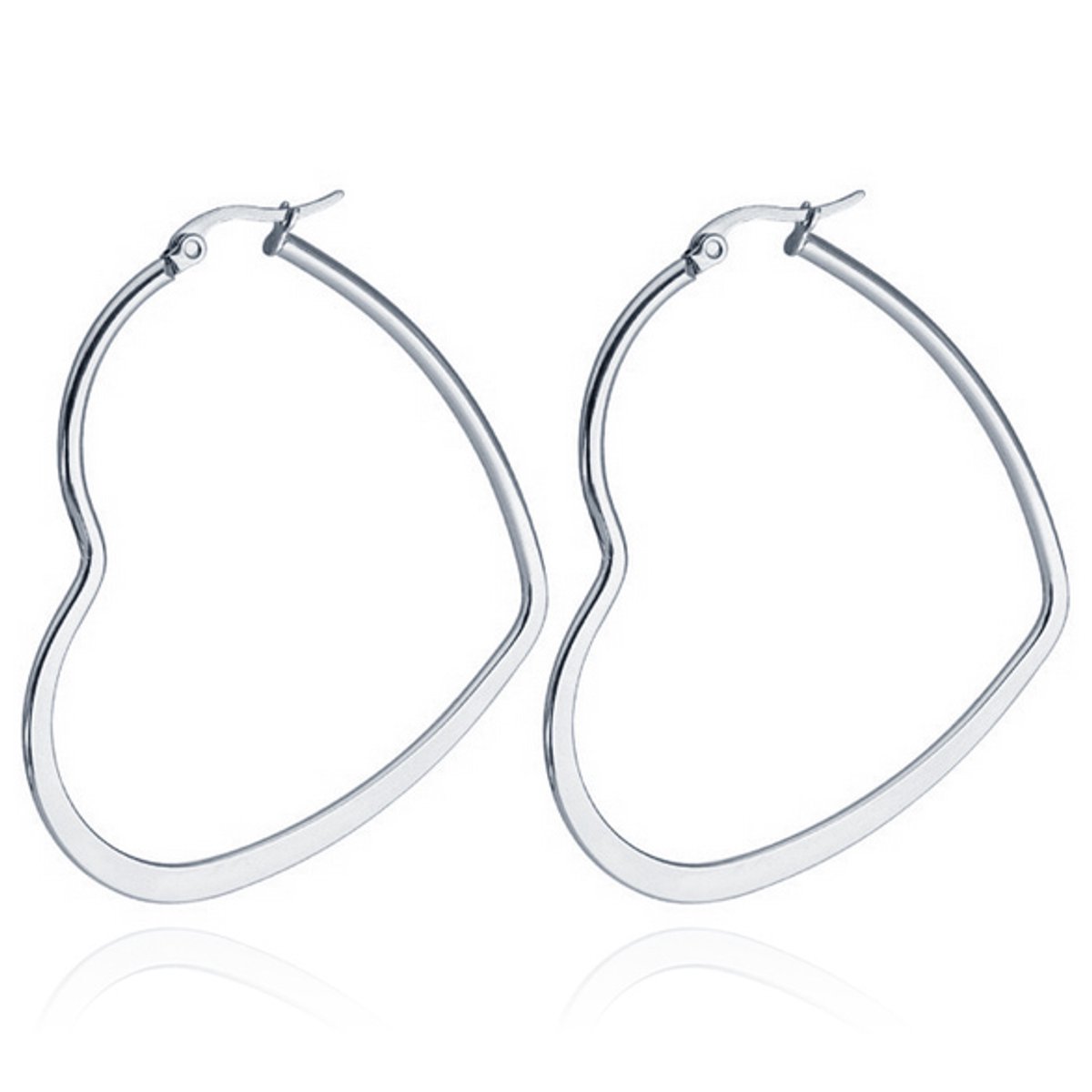 Cilla Jewels Dames oorringen Edelstaal Zilverkleurig hartje-40mm