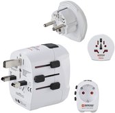 Skross by Hama Reisstekker - World travel Pro - EUR (type E,F) naar World - incl. World naar EUR - 2x USB-A - Wit