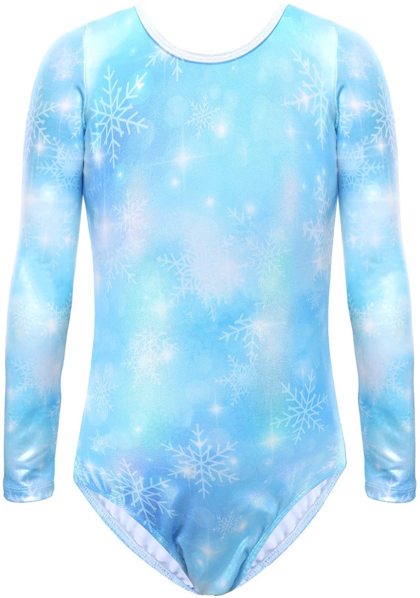 Gymnastics Leotards Body Dance Claasic Ballet Gymnastics Girls Sleeveless Long Sleeves for Children 3 to 14 Years Blue Long Sleeves