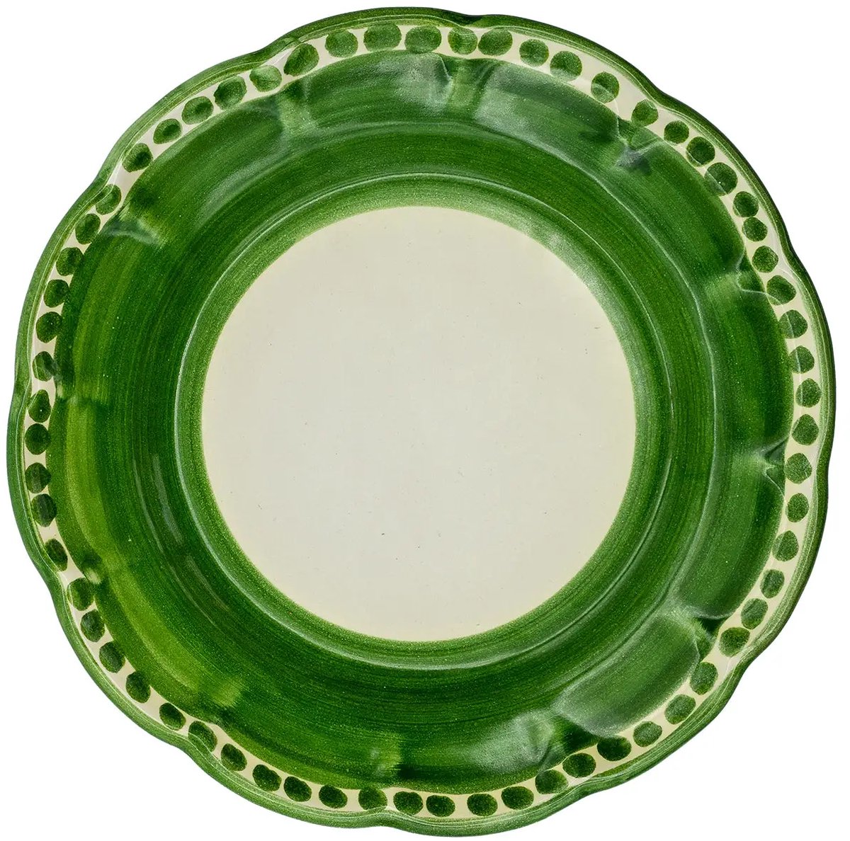 Dinerbord Groen - Keramiek Bord - Dinerbord rand met stippen - Serviesset - Spaans Keramiek
