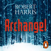 Boekomslag van 'Archangel' met Robert Harris, tegen een besneeuwde bosachtergrond.