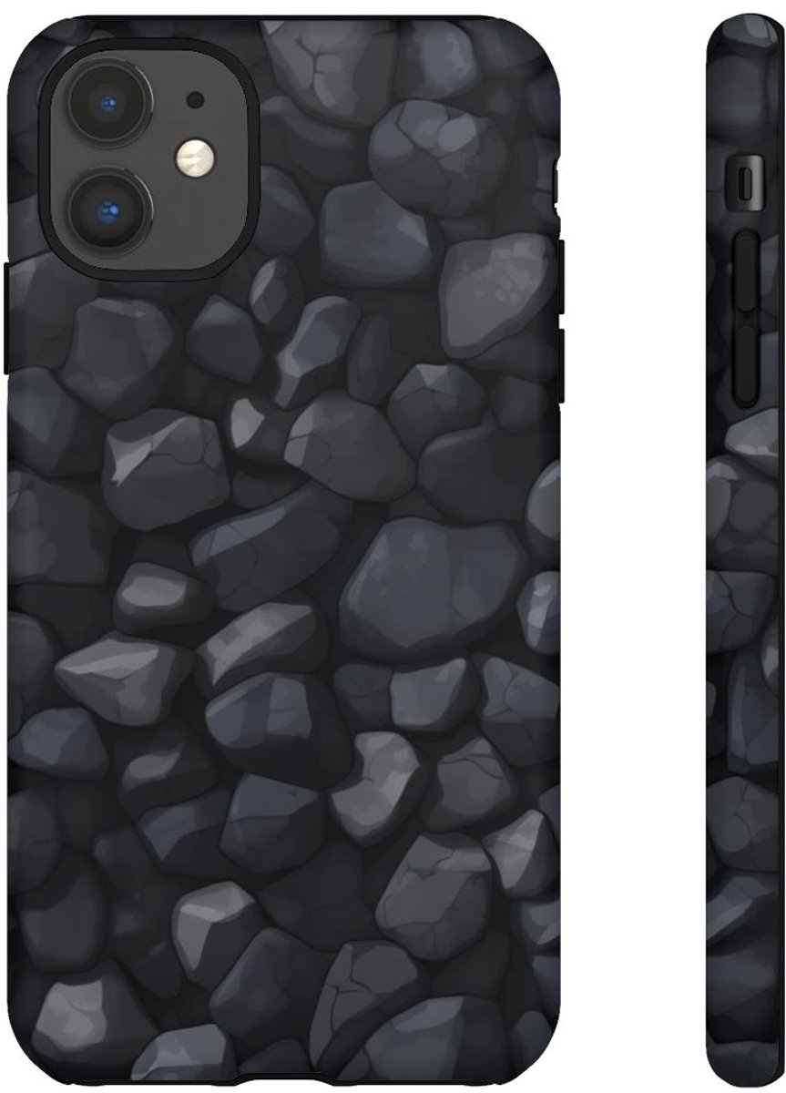 Donkergrijs Steentextuurpatroon – Telefoonhoesje Geschikt voor iPhone 11