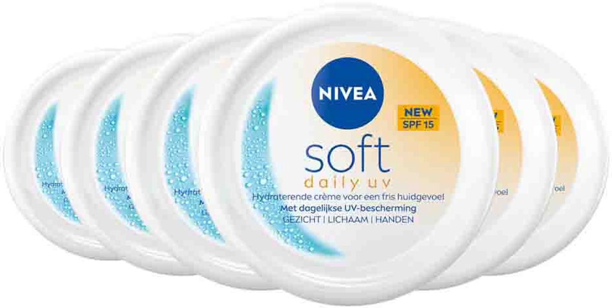 NIVEA Soft Daily UV SPF15 - 6 x 200ml - Voordeelverpakking