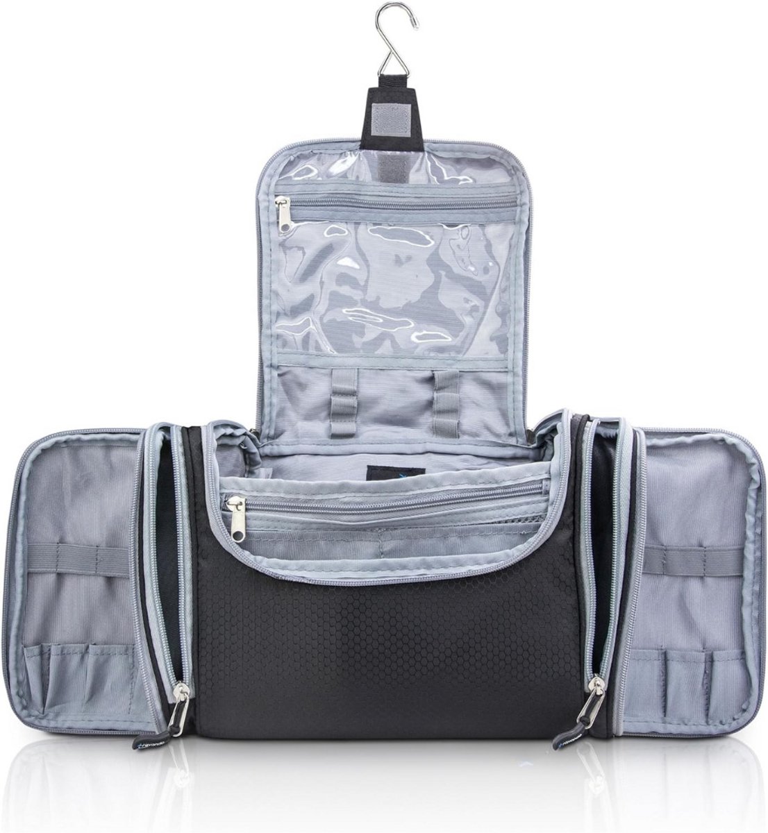 MMM® Toilettas met Haak - Packing Cubes - Toilettas - Grote Beautycase om op te Hangen - Waszak - Black