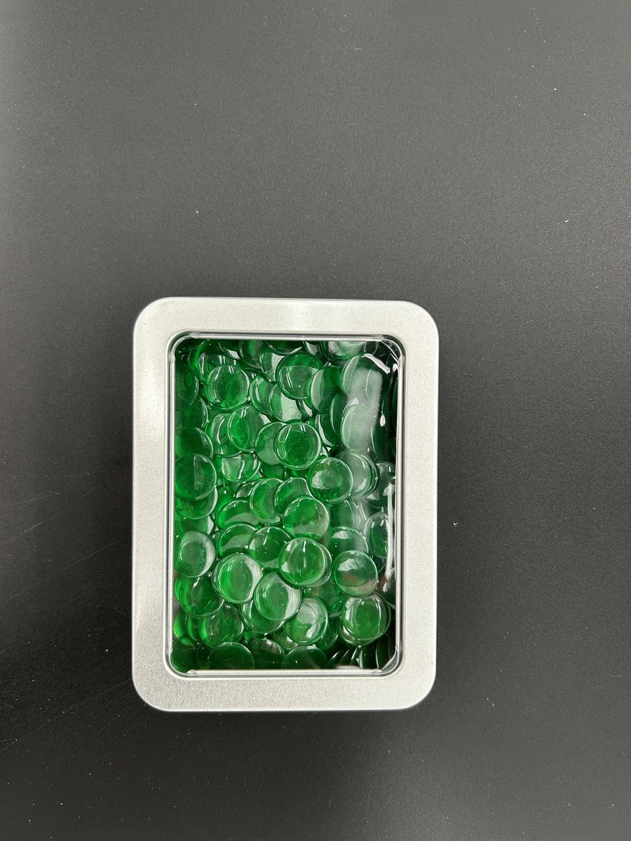 Rekenfiches in blikje (8x6 cm), Transparant groen (100 st.)