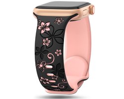 Geschikt voor floral engraving horlogeband voor Apple Watch S8/iwatchS10 laser gegraveerd reliëf tweekleurige bloem 46mm achtvormige gesp nieuwe S9 horlogeband klassiek 42/44/45/46/49mm