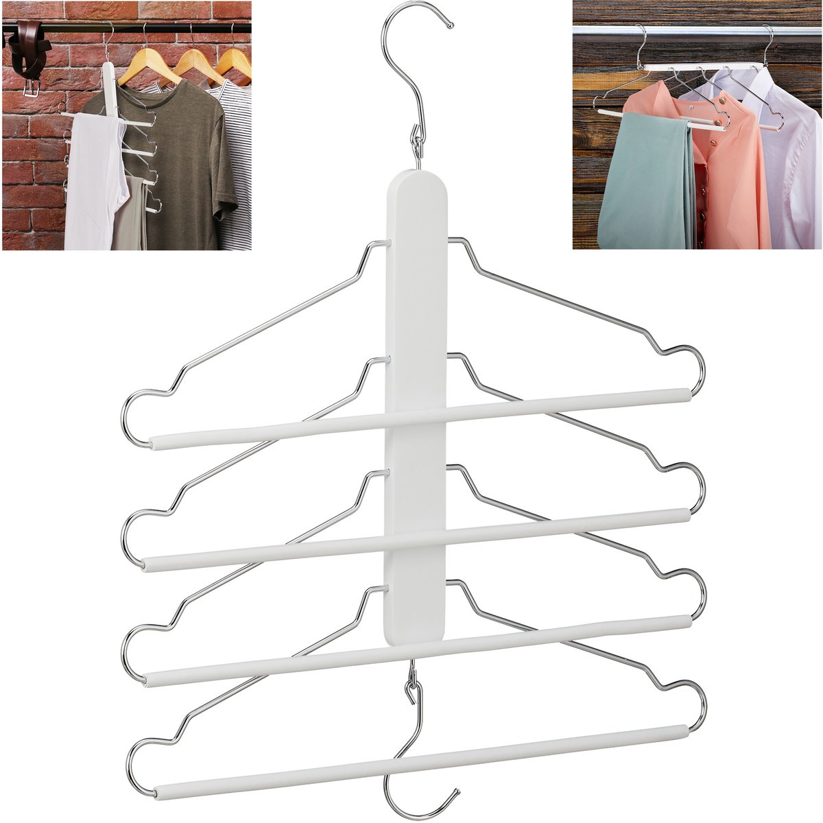 3x ruimtebesparende kledinghangers - multi kleerhanger - broekhanger - broeklat