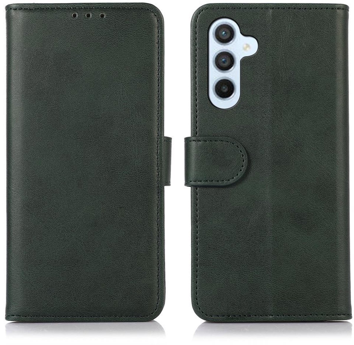Mobigear Telefoonhoesje geschikt voor Samsung Galaxy A17 Hoesje | Mobigear Wallet Bookcase Portemonnee | Pasjeshouder voor 3 Pasjes | Telefoonhoesje voor Pinpas / OV Kaart / Rijbewijs - Groen