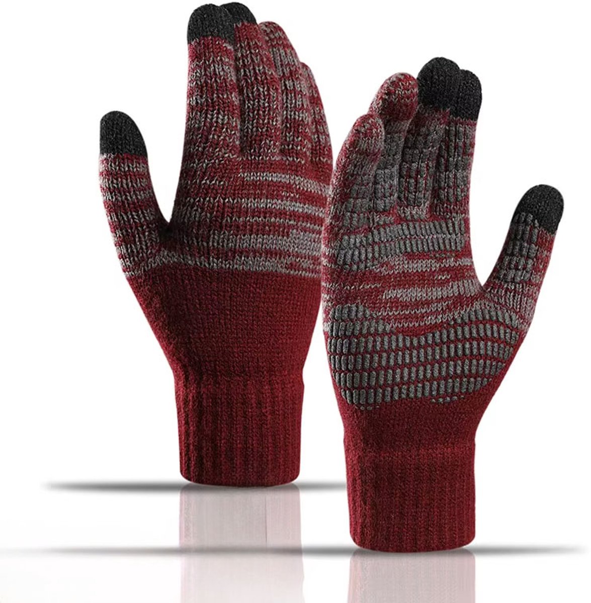 Grote maat herenhandschoenen gebreid – warme thermische handschoenen met touchscreen en antislip grip – zachte, elastische rijhandschoenen voor herfst, winter, koud weer en buiten
