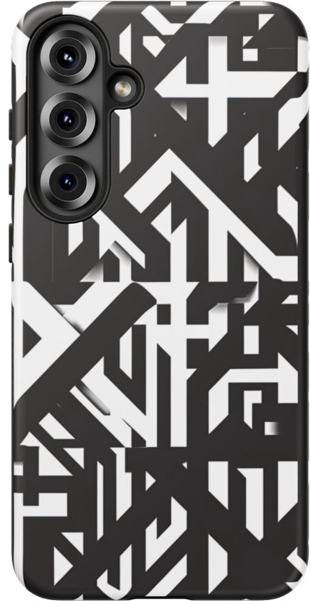 Zwart-Wit Geometrisch Patroon – Telefoonhoesje Geschikt voor Samsung Galaxy S25 Plus