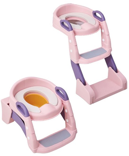 Boxme® 2-in-1 Potje Peuter Opvouwbaar - WC Verkleiner met Trapje - Toilettrainer Zindelijkheidstrainer- Meeneem Plaspotje Kind - Baby & Kinder Toilet - Kinderpotje & Reispotje Draagbaar - Toiletverkleiner Inklapbaar - Brilverkleiner WC