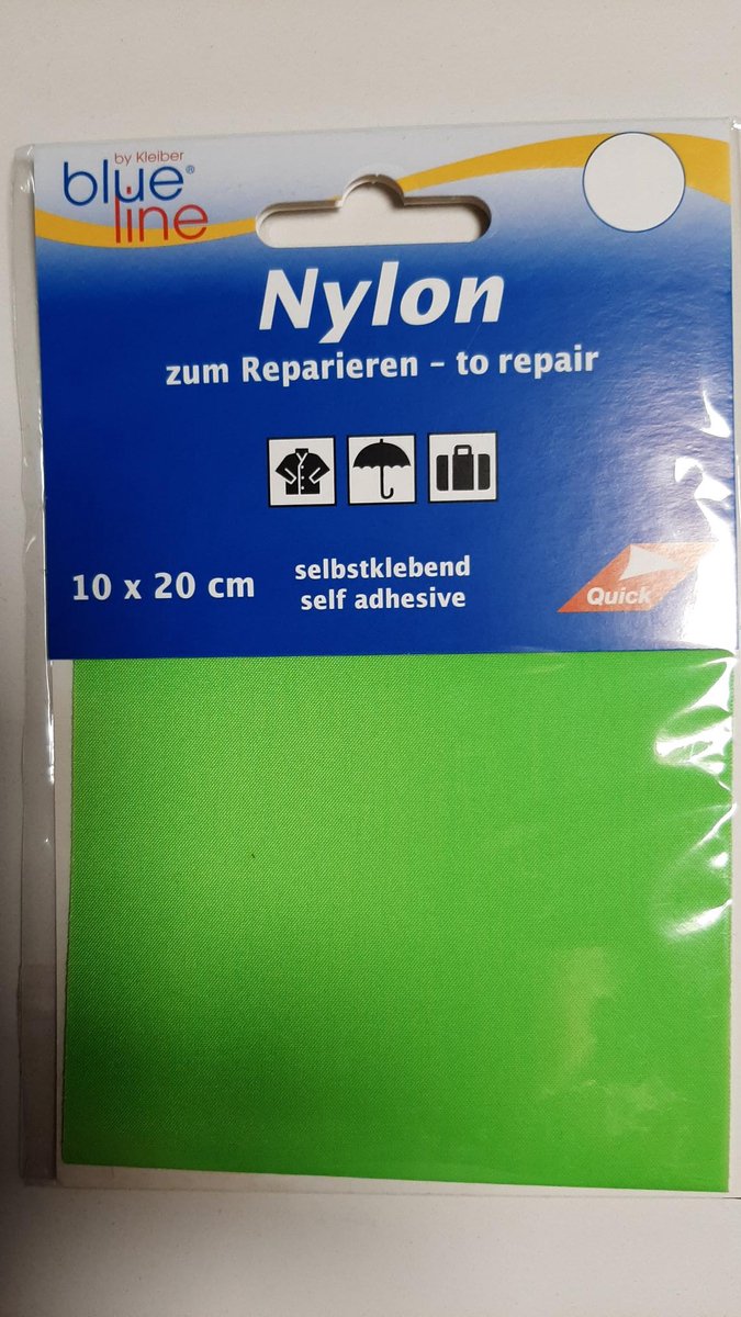 Kleiber nylon reparatiedoek - zelfklevend - blue line - 10x20cm - felgroen groen
