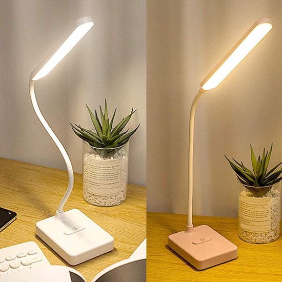 Lamp - Tafellamp - Bureaulamp - Leeslamp - Verstelbaar Led - Oplaadbaar - Oogbescherming - Dimbaar - 3 helderheidsniveaus - Geschikt als bureaulamp voor studie of werk — afbeelding 2