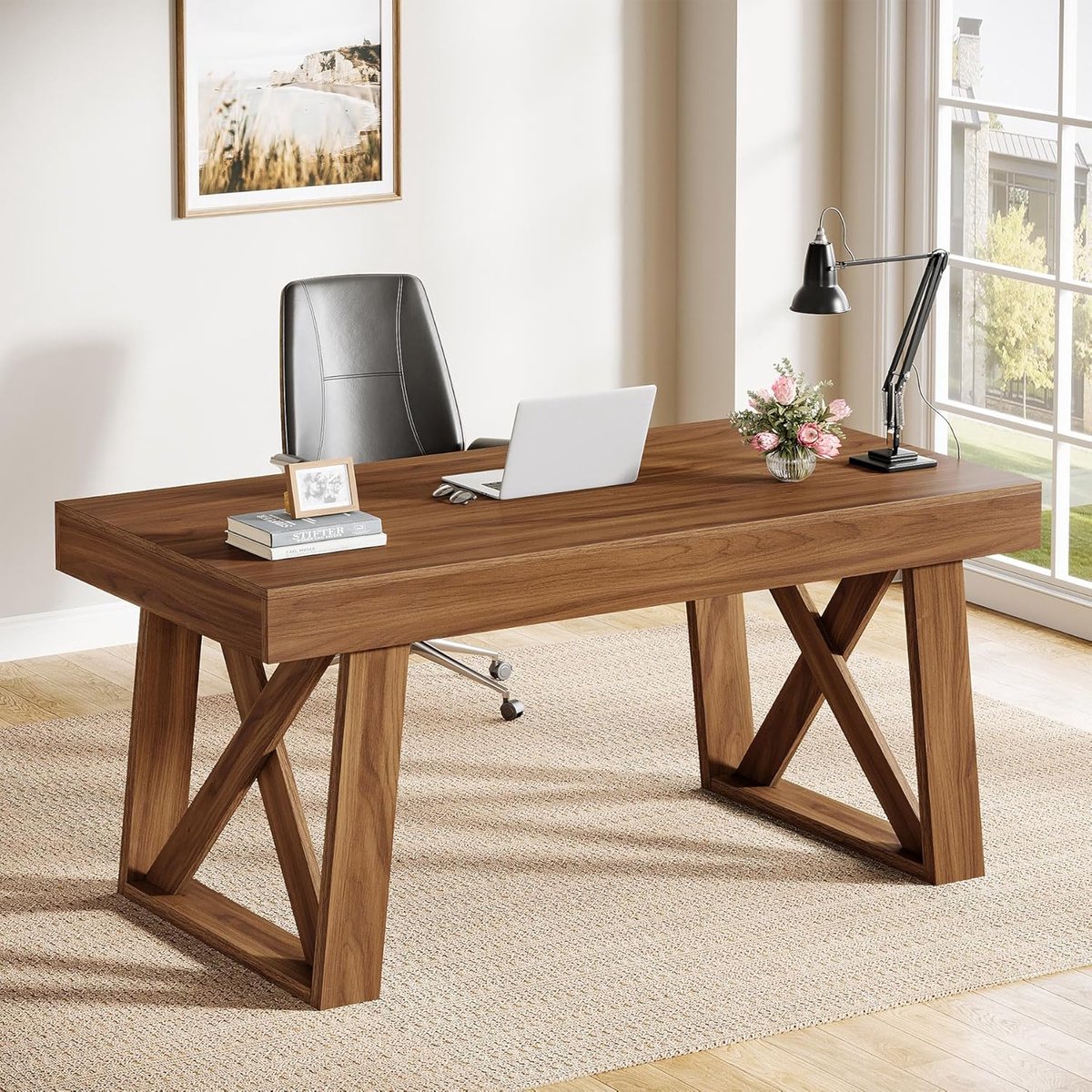 Tribesigns Bureau - Computerbureau - Computerbureau met lade - Thuiskantoor Bureau Houten Tafel voor Kantoor & Gaming, Zakelijke Werktafel - 140 x 70 x 65 cm - Bruin