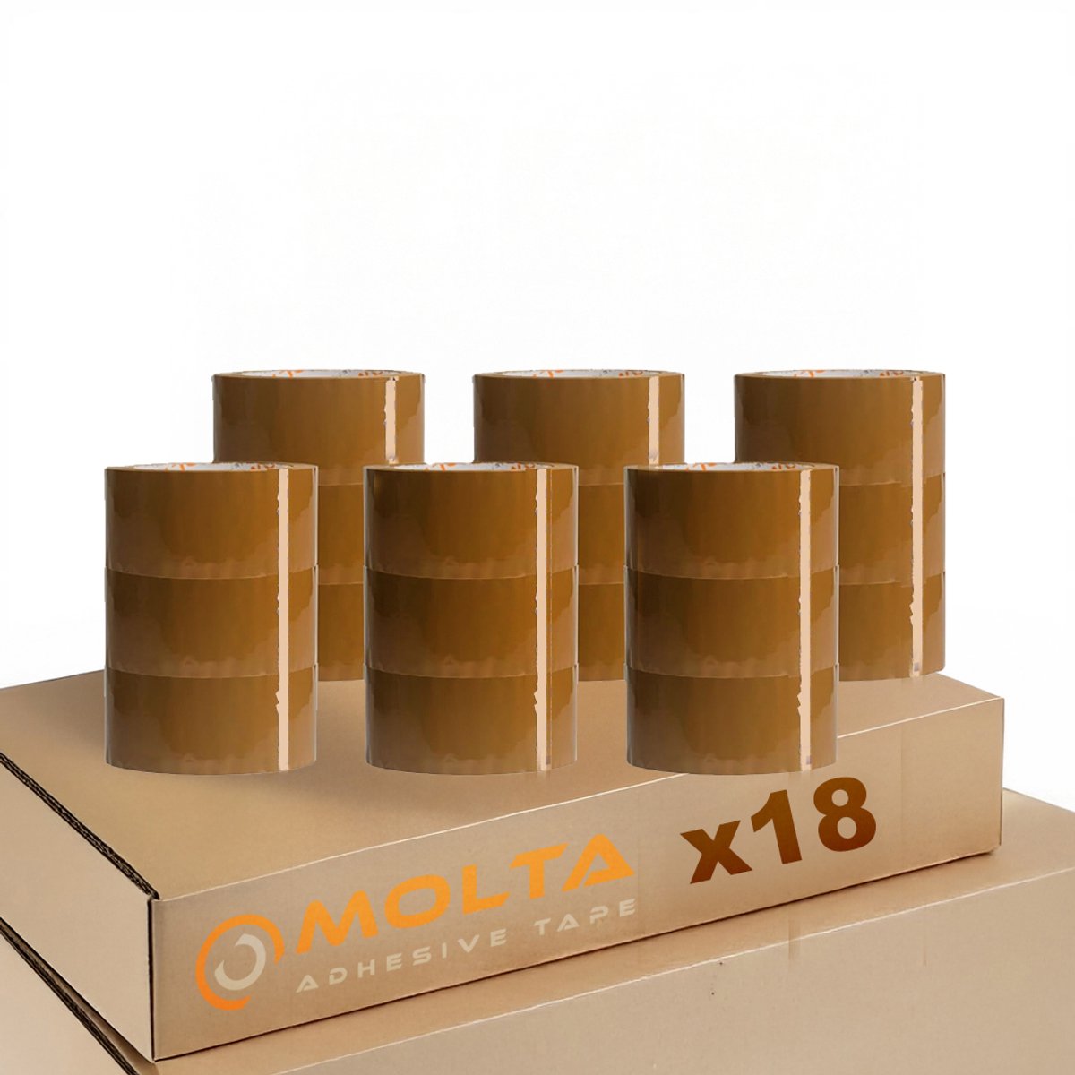 MOLTA | STANDARD BRUINE pakkettape 48 mm x 55 m | Pakketplakband | Kartontape | Verpakkingstape voor pakketten en dozen - 18 Rollen | ACRYLIC