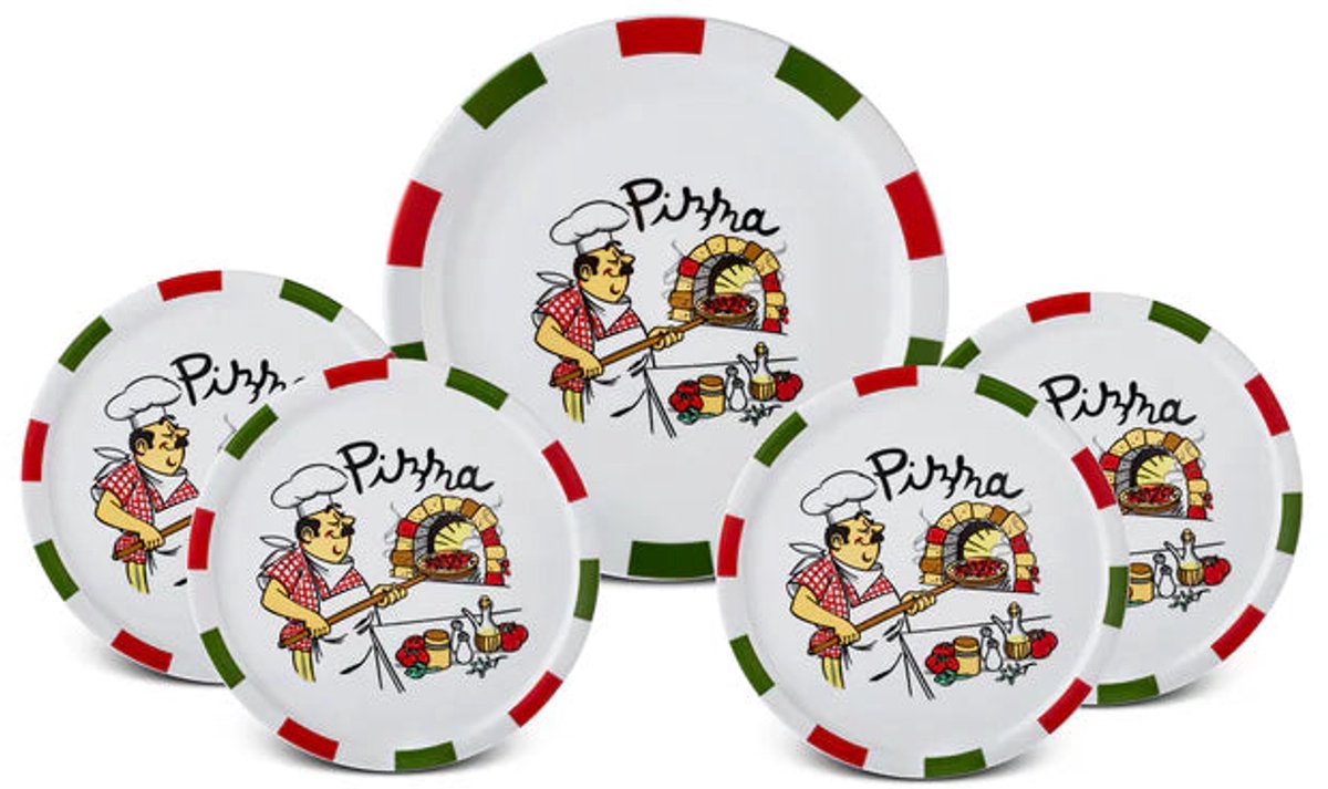 Karaca Napoly – Porseleienen Pizzaset – 5-delig – 4-Persoons