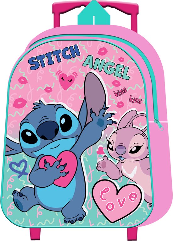 LILO en STITCH & Angel Hartjes Kinderkoffer Trolley Koffertje Vakantie Logeren Roze
