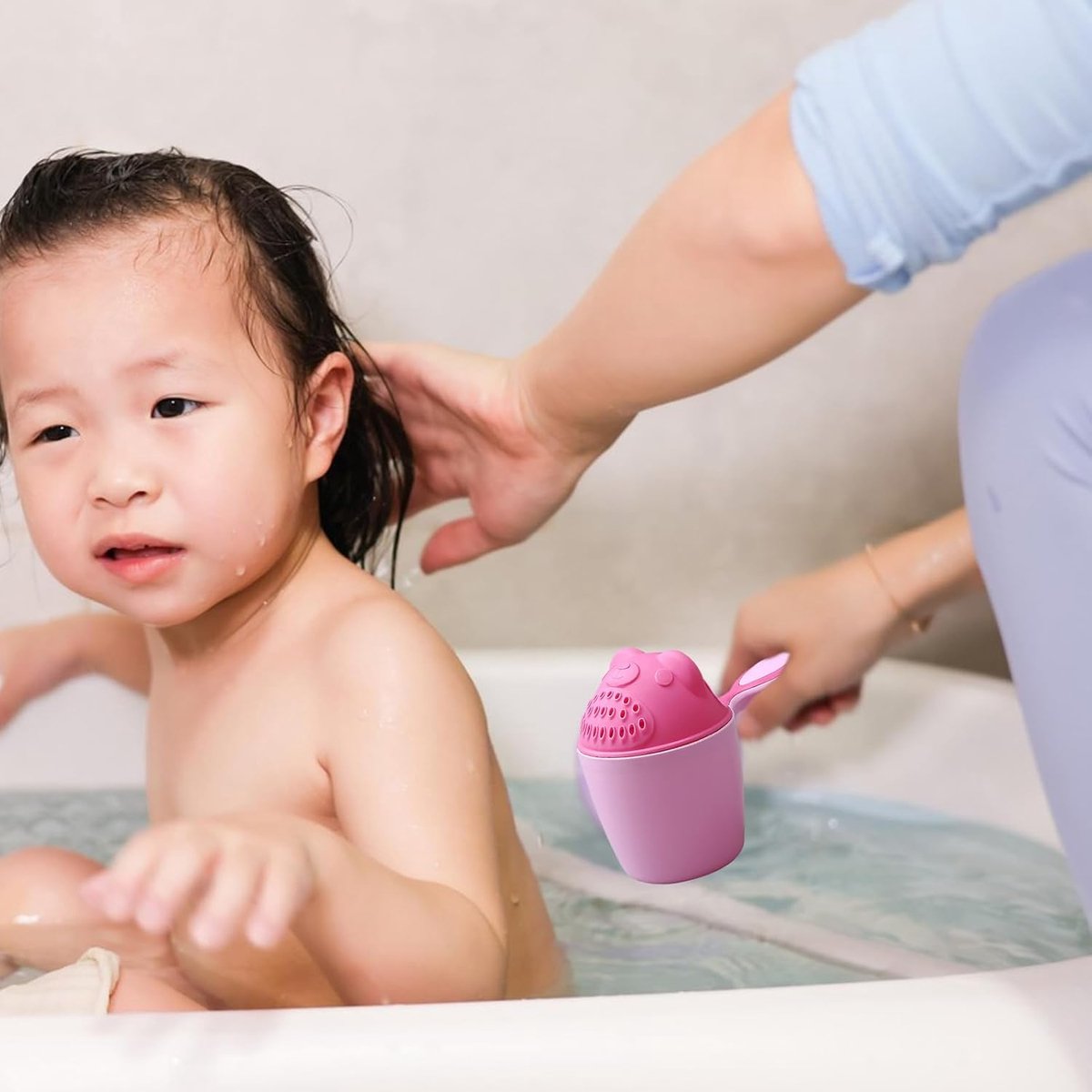 Douche beker - Douchebeker - haarspoelbeker voor baby's - Shampoo spoelbeker voor in bad - Baby Haar Cut Spoeler ter - Beschermt ogen en gezicht - Badgieter - Roze - Voor Kids Toddler Body Washing — cadeau in Spellen & Speelgoed - foto 4