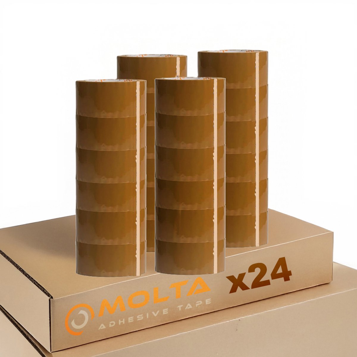 MOLTA | STANDARD BRUINE pakkettape 48 mm x 90 m | Pakketplakband | Kartontape | Verpakkingstape voor pakketten en dozen - 24 Rollen | ACRYLIC | ACRYLIC
