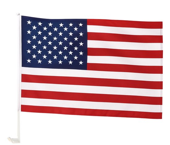 Amerika/USA autoraamvlag - Set van 2x stuks -28 x 44 cm - Amerikaanse auto feestartikelen/versiering
