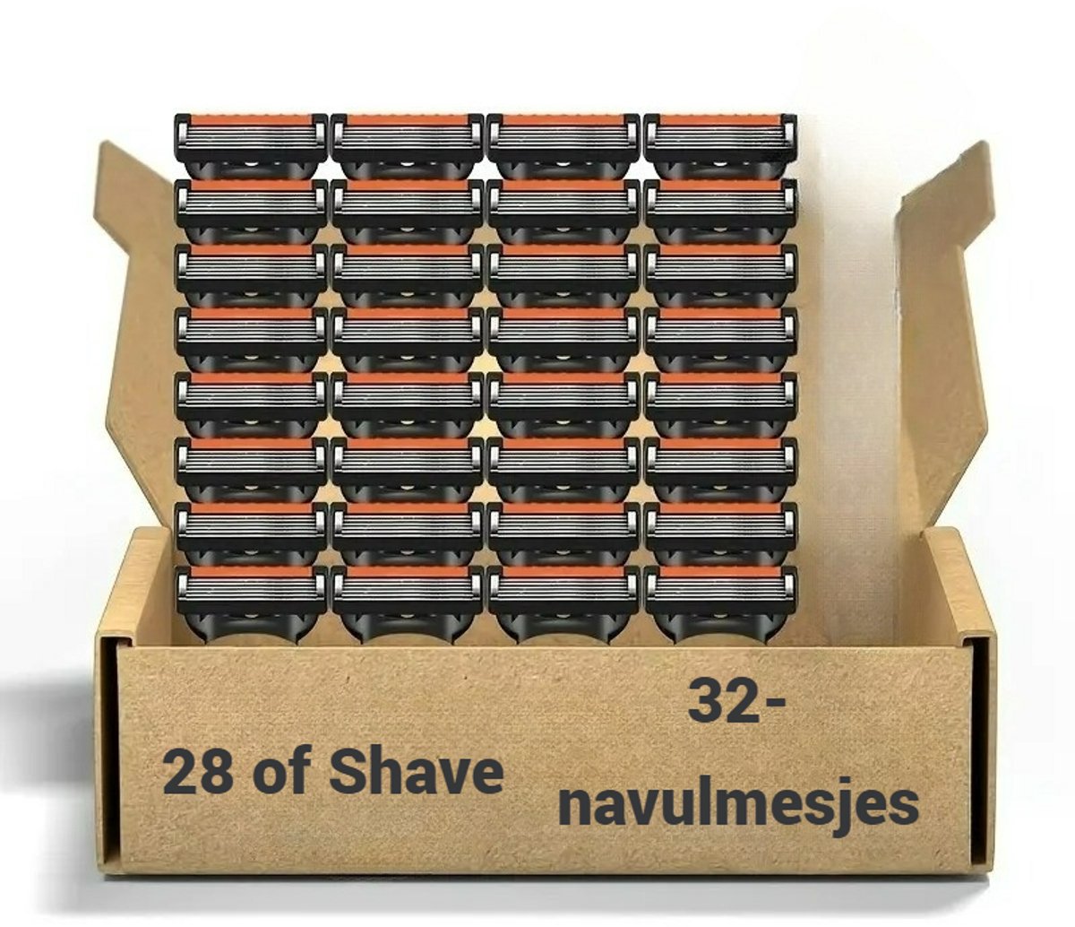 28 of Shave – 32-Delige Scheermesjes Navullingen – 6-Laags Veiligheidsmesjes voor Mannen – Compatibel met Gillette Fusion 5, ProGlide, SkinGuard & ProShield – Roestvrijstalen Blades