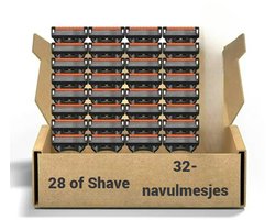 28 of Shave – 32-Delige Scheermesjes Navullingen – 6-Laags Veiligheidsmesjes voor Mannen – Compatibel met Gillette Fusion 5, ProGlide, SkinGuard & ProShield – Roestvrijstalen Blades